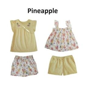 NWT Member's Mark 4 Piece Girls Playwear Set Pineapple 2T
